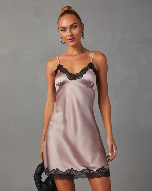 Nanette Satin Slip Mini Dress - Light Mauve | VICI