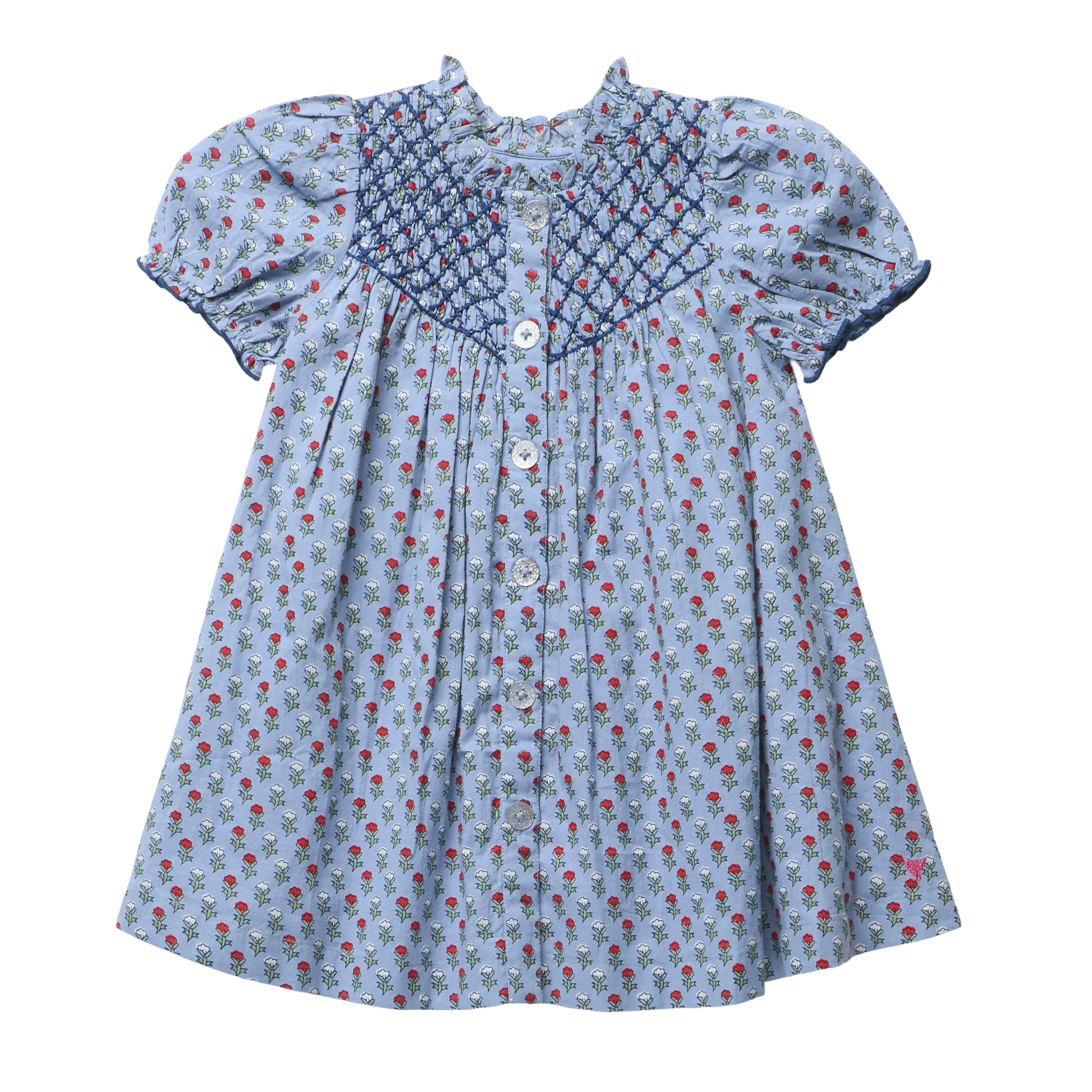 Girls Lucia Dress - Light Blue Carnation | Pink Chicken