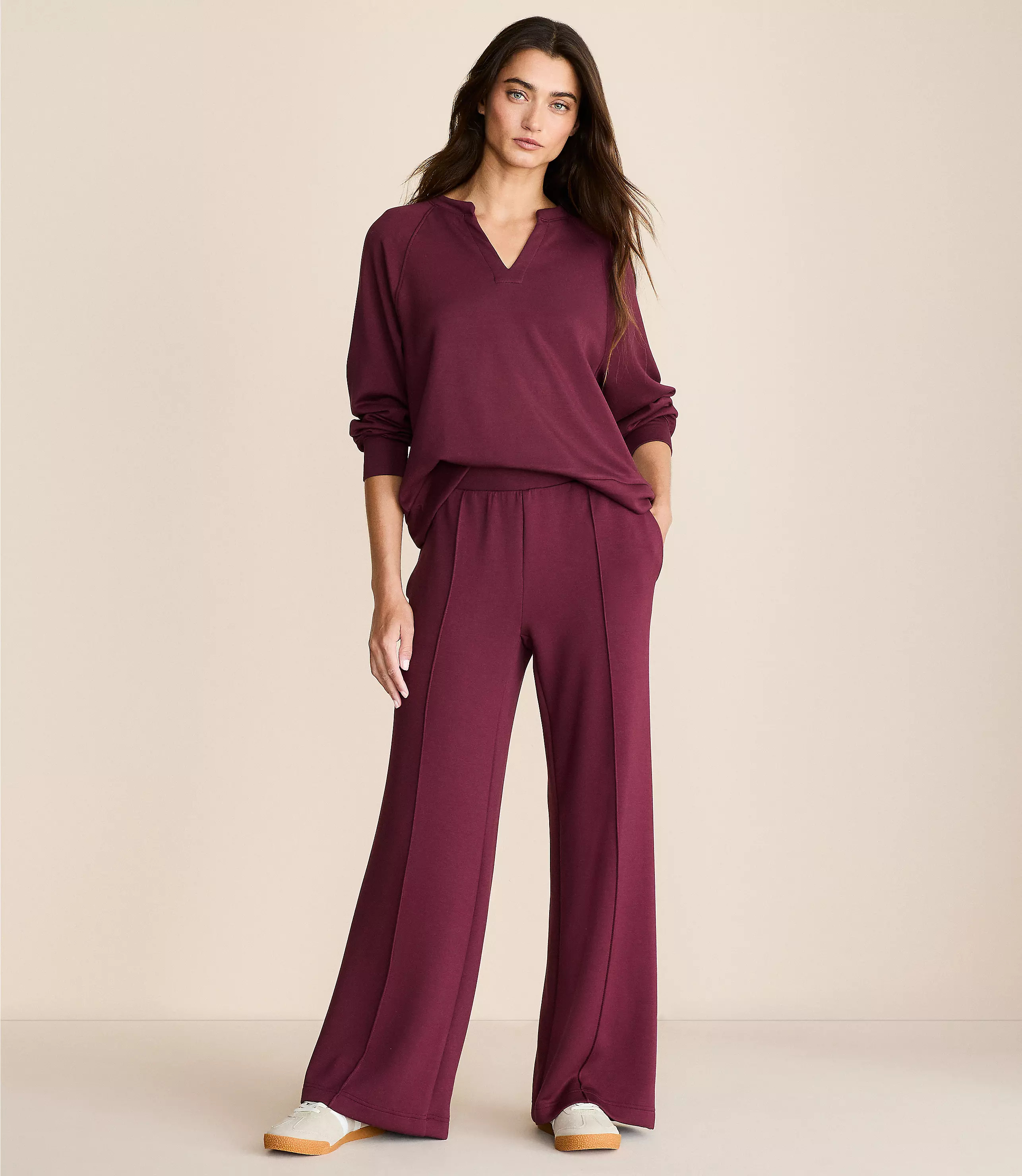 Lou & Grey Scubasoft Pintucked Wide Leg Pants | LOFT