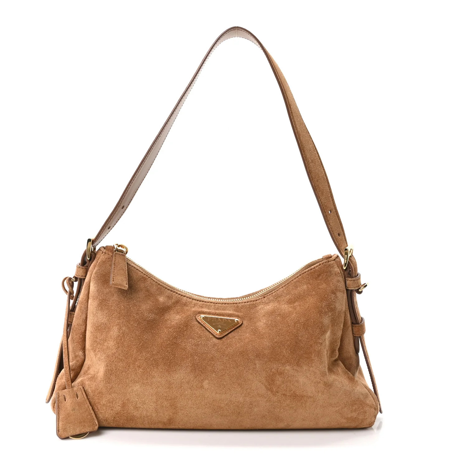 Prada Scamosciato Suede Medium Aimee Shoulder Bag Cacao 1909357 | FASHIONPHILE (US)
