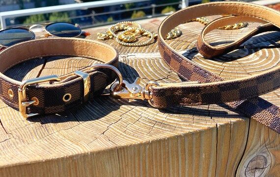Brown Checkered Luxury Collar and Leash Set | Etsy | Etsy (US)