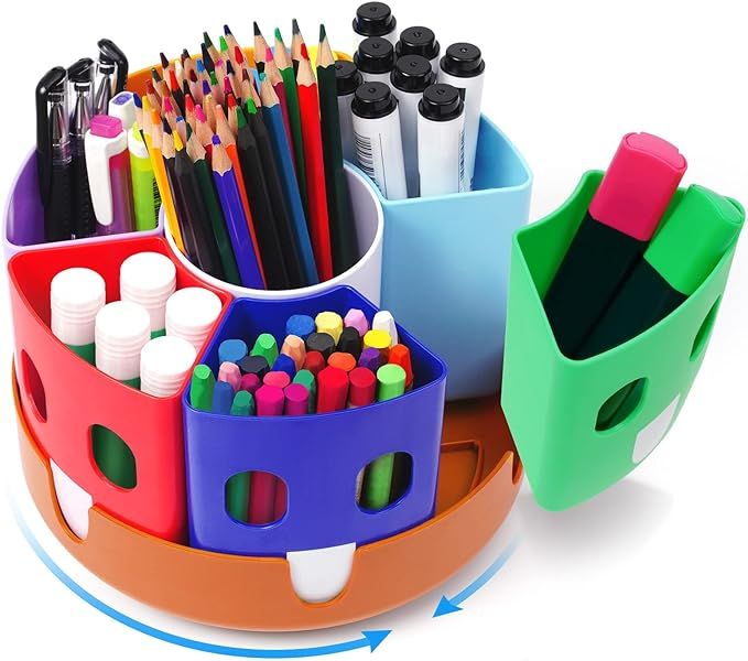GAMENOTE Rotating Art Supply Storage Organizer - Lazy Susan Office School Supplies for Kids Desk ... | Amazon (US)