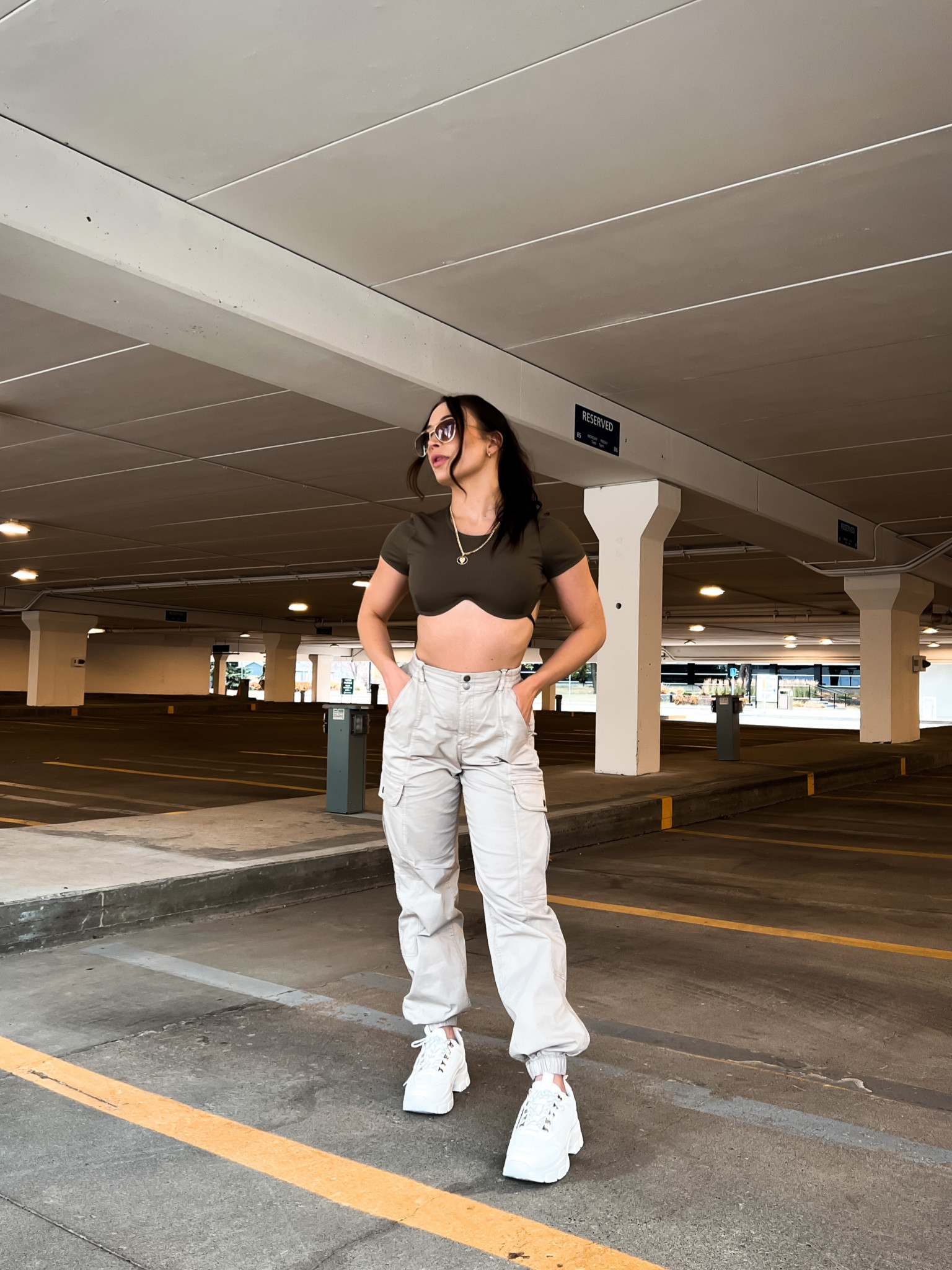 Super cropped with cargo jogger and chunky sneaker fit! 

#LTKstyletip #LTKfit #LTKshoecrush