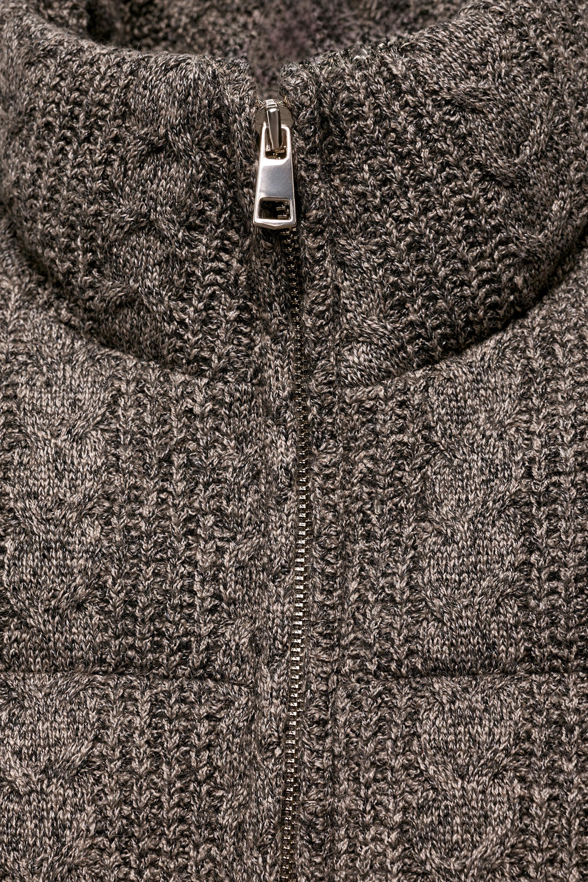 QUILTED CABLE KNIT BOMBER ANORAK WITH THERMAL INSULATION | Zara UK