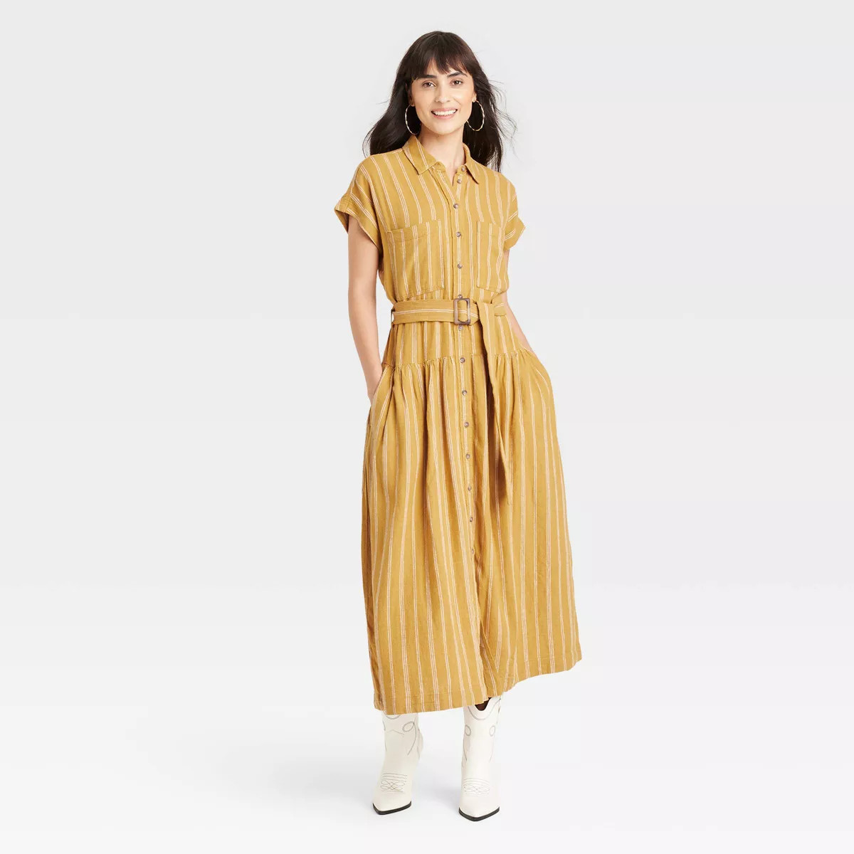 Women's Short Sleeve Belted Midi Shirtdress - Universal Thread™ | Target