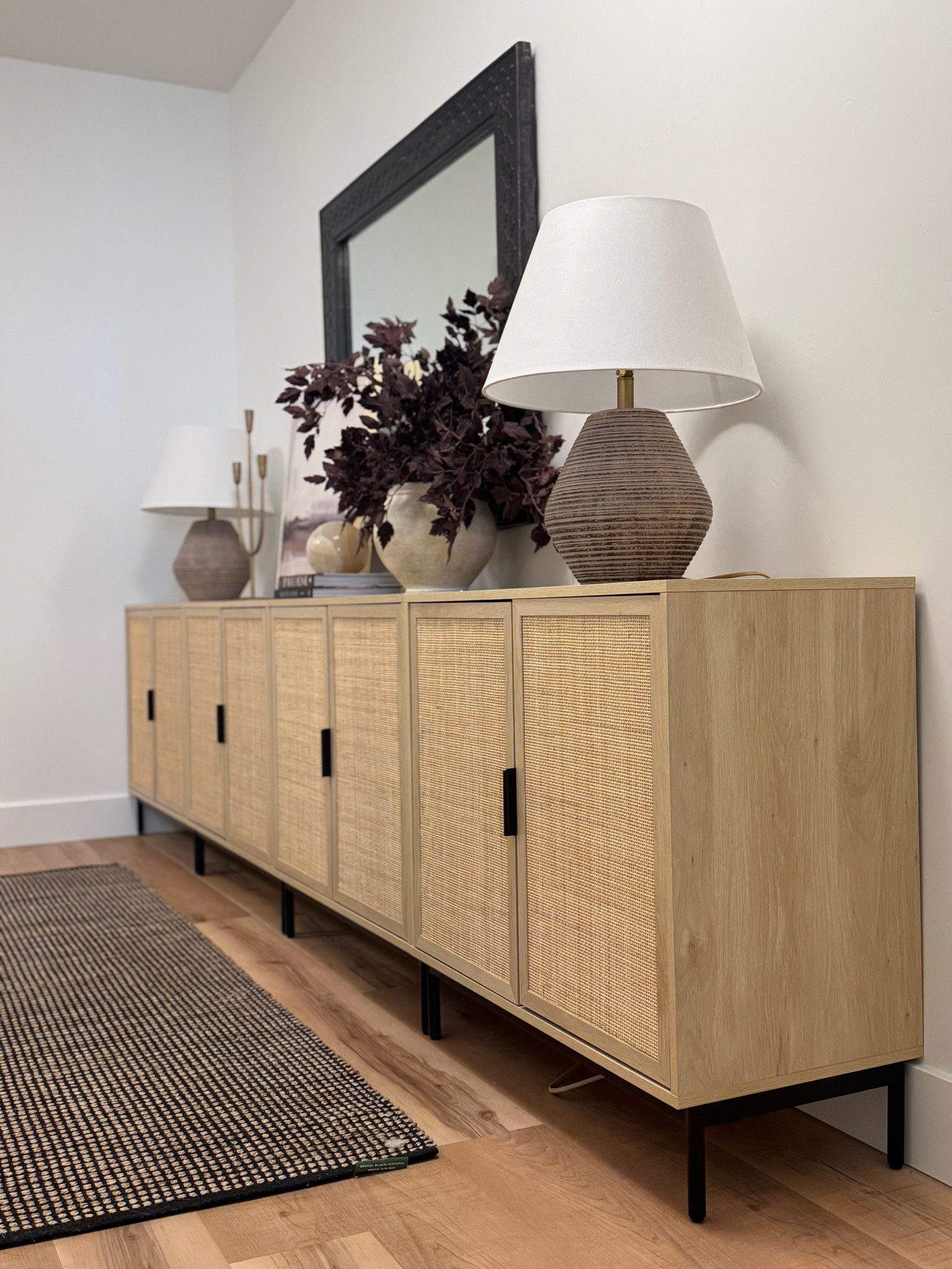 Hallway credenza made with 4 cabinets put together! 

#LTKHome #LTKFindsUnder100 #LTKSaleAlert