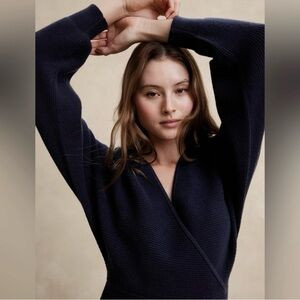 Banana Republic Dark Blue Midi Wrap Dress | Poshmark