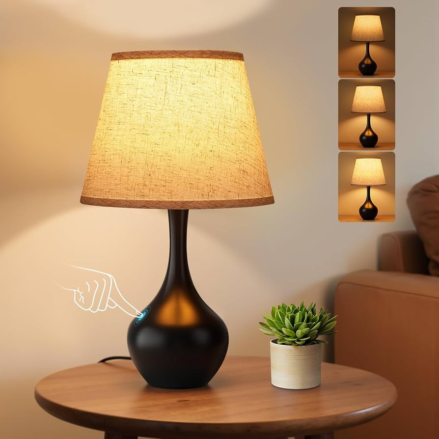 16.1" Touch Table Lamp for Nightstand, 3 Way Dimmable Small Bedroom Lamp | Amazon (US)