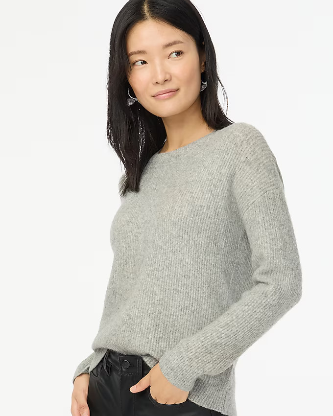 Ribbed boyfriend crewneck sweater in extra-soft yarn | J.Crew Factory