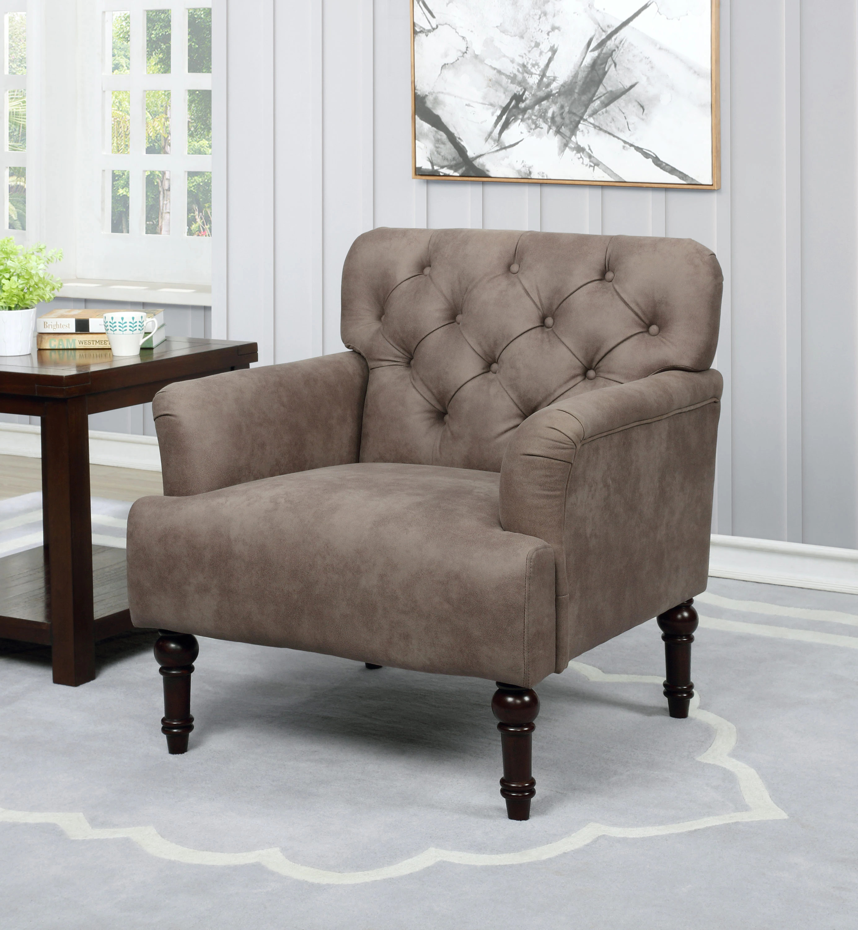 Furniture of America Lizelle 32-in W Modern Brown Faux leather Accent Armchair | IDF-AC6970BR | Lowe's