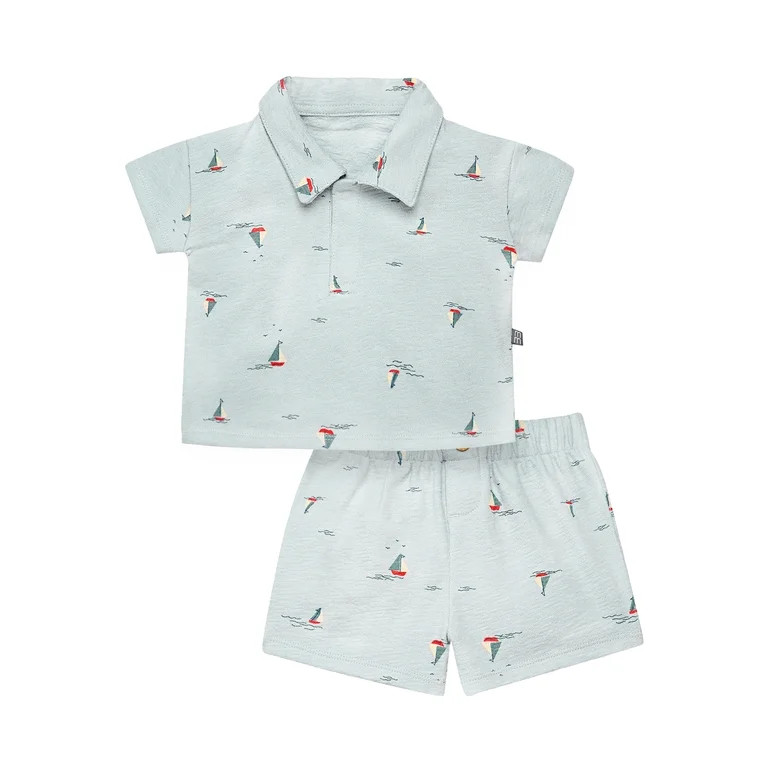 Modern Moments by Gerber Baby Boy Short Sleeve Shirt and Short Outfit Set, 2-Piece, Sizes 0/3 Mon... | Walmart (US)