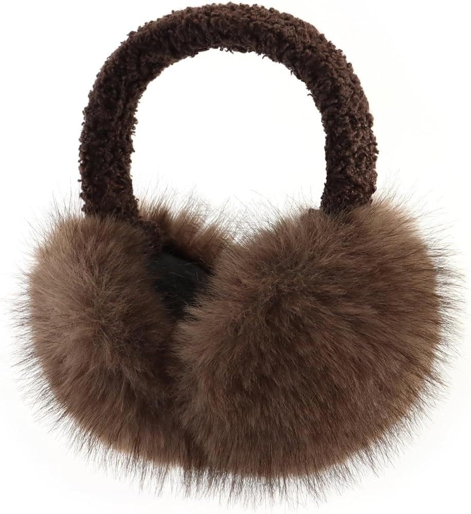 Women Winter Earmuffs Foldable Fluffy Ear Muffs Furry Faux Fur Ear Warmer Soft Fit Plush Ear Cove... | Amazon (US)