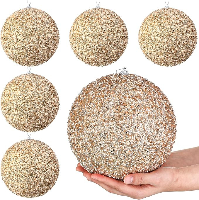 Wettarn 6 Pcs 8'' Extra Large Christmas Tree Ball Ornaments Oversized Huge Big Shatterproof Plast... | Amazon (US)