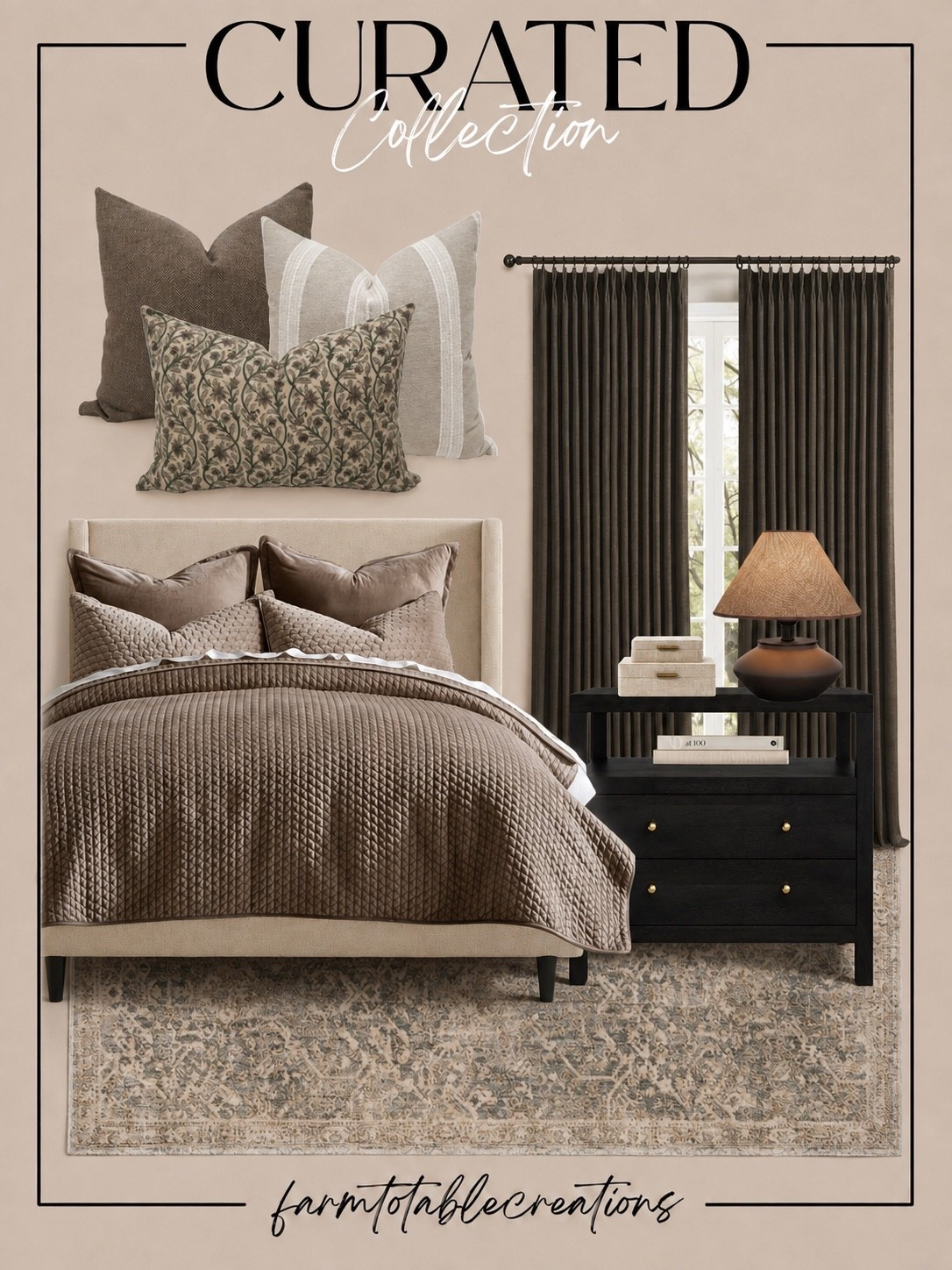 A Cozy, Collected Bedroom Refresh

Warm neutrals, rich textures, and timeless layers make this bedroom feel so inviting. From the layered pillows and quilted bedding to the vintage-inspired rug, dark drapes, nightstand, and warm table lamp, every piece works together to create a cozy, collected look. Save this bedroom inspiration and shop the pieces to recreate the look in your own home.

Follow @farmtotablecreations on Instagram for more home finds and styling inspiration.

#BedroomDecor #BedroomInspiration #CozyBedroom #NeutralHome #HomeDecor #BedroomRefresh #InteriorStyling #CozyHome #HomeInspiration #CollectedHome

#LTKHome #LTKSaleAlert