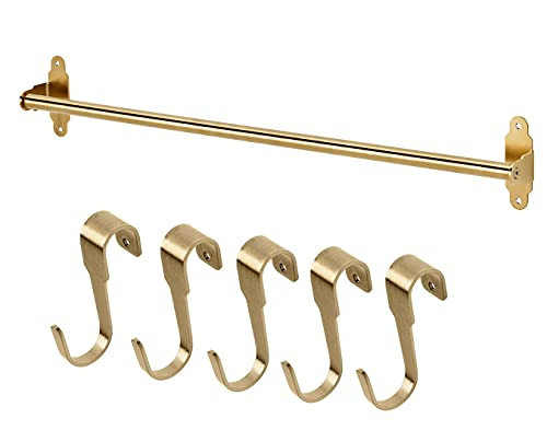 Ikea Rail, Polished / Brass-Colour 60 cm (23 ½ "), & 5 Pcs Hooks 7 cm (2 ¾ ") | Amazon (US)