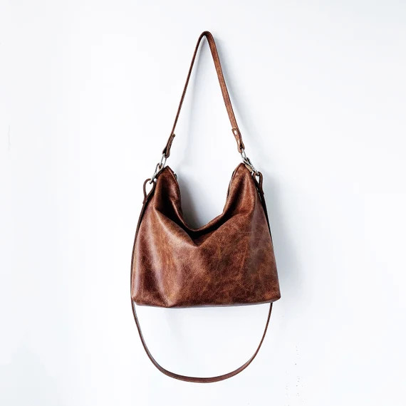 Leather hobo Bag / Leather Purse / brown leather Bag / brown leather bag / Distressed leather han... | Etsy (US)