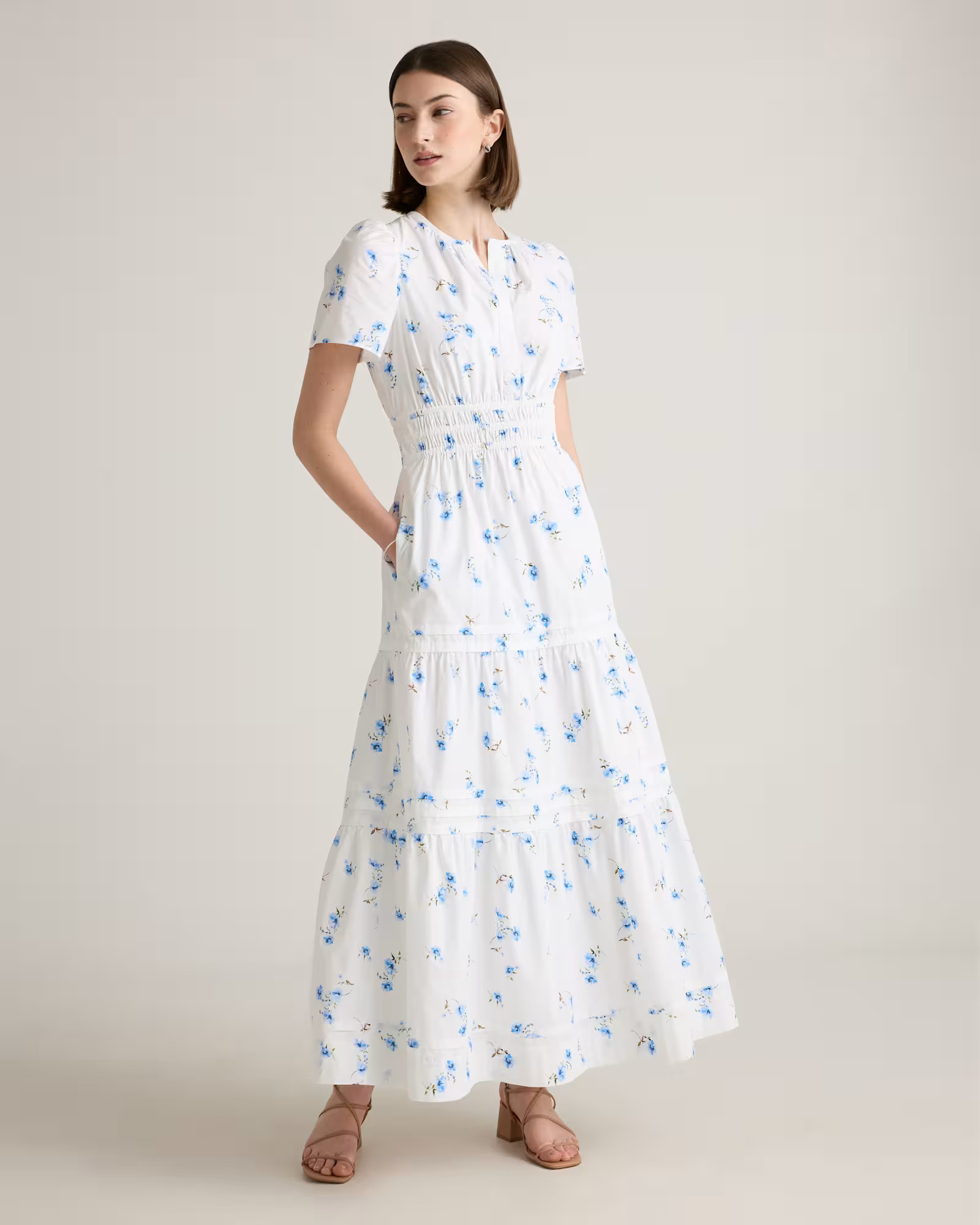 100% Organic Cotton Poplin Tiered Maxi Dress | Quince