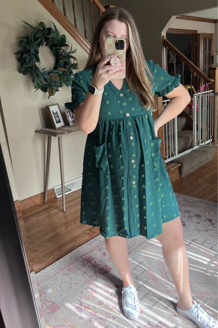 This was the one true maternity style from Amazon! The buttons are not functional. Wearing a size large, runs TTS. Comes in a bunch of cute colors and is stretchy and lightweight! 

#LTKbump