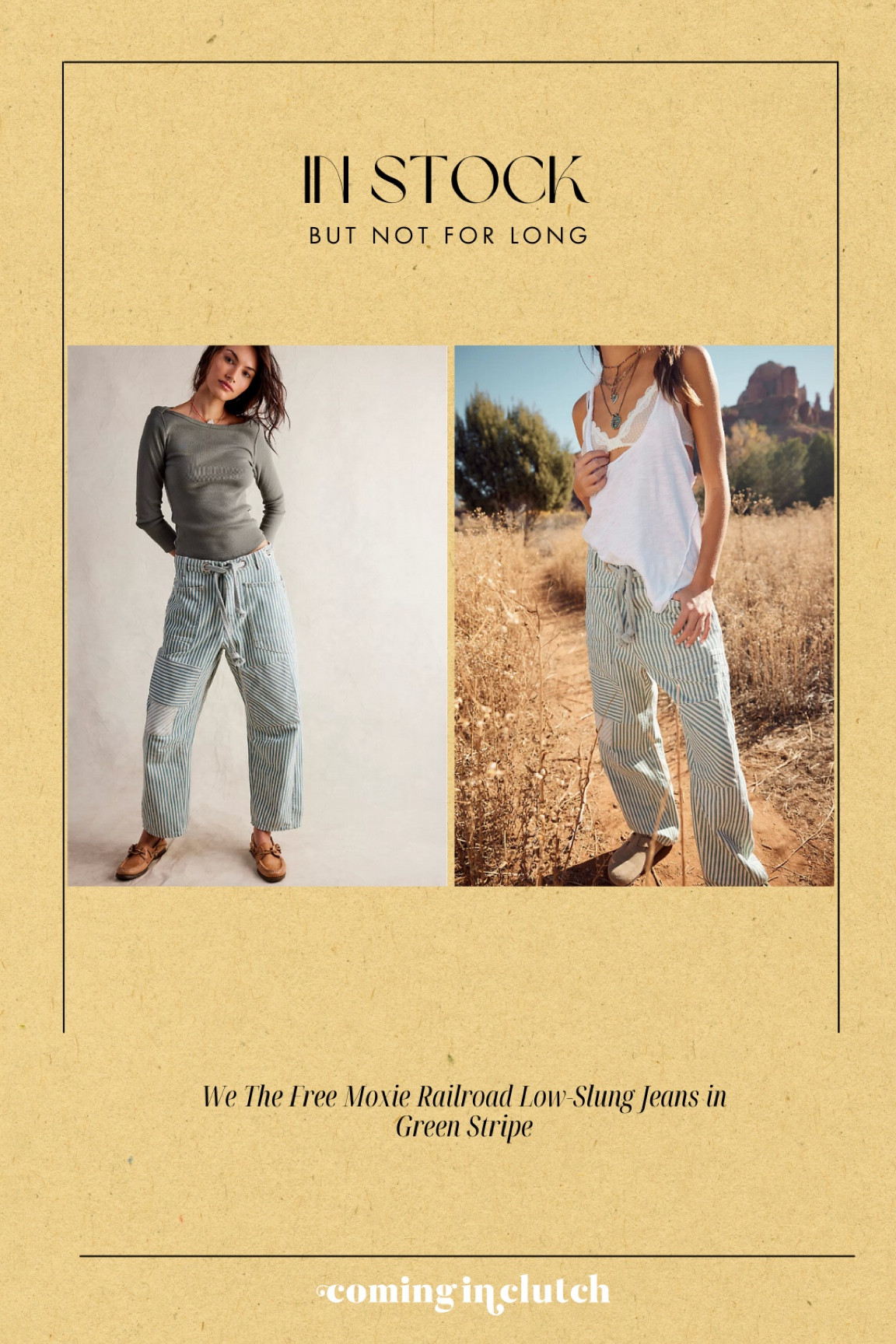 We the Free Moxie Railroad Low Slung Jeans in Green Stripe are BACK IN STOCK  for the first time in months!

They are slightly oversized. I’m usually a 27/28 and I got a 27. Fit perfectly. Such an amazing pant for year round! 👏

#LTKStyleTip