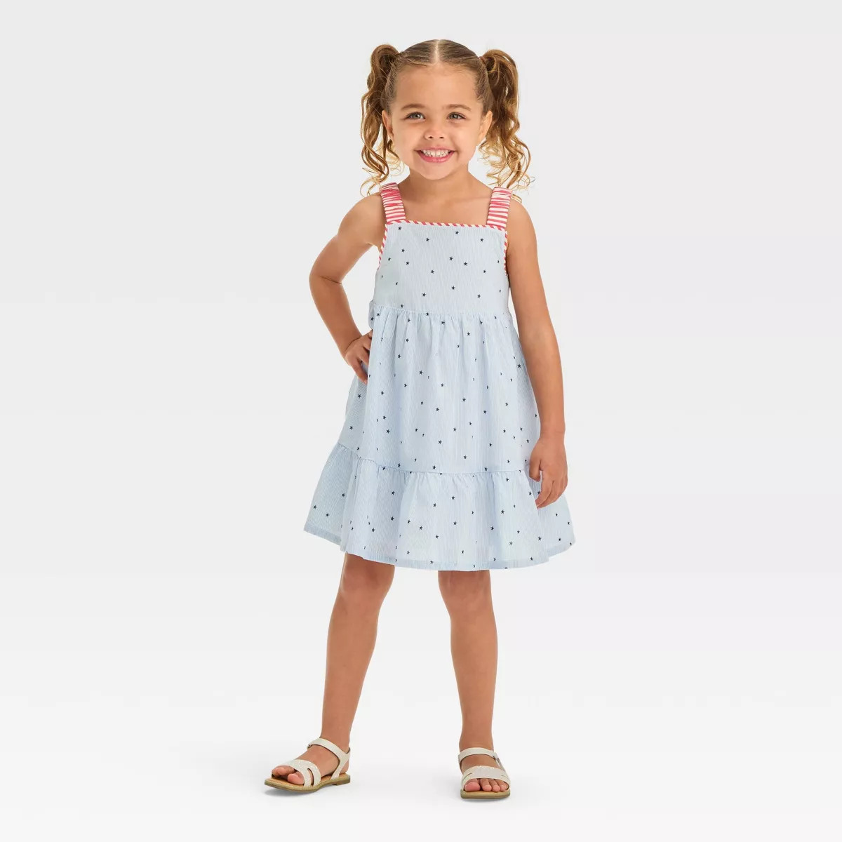 Toddler Girls' Striped Star Dress - Cat & Jack™ Blue | Target