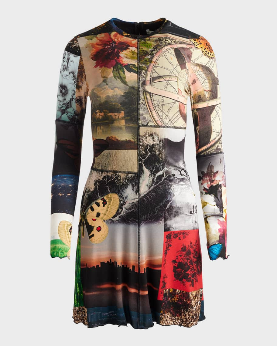 Alice + Olivia Delora Paneled Flare Mini Dress | Neiman Marcus