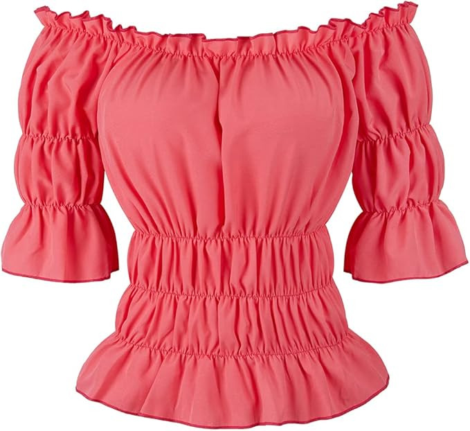 Renaissance Blouse Steampunk Pirate Shirt Women Off Shoulder Plus Size Peasant Top Lightweight | Amazon (US)