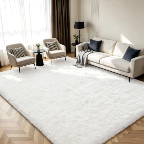 Shag Area Rugs for Bedroom Living Room,4X6 Ultra Soft White Fluffy Area Rugs for Dorm,Indoor Carpet Plush Rugs for Home Decor,White | Amazon (US)