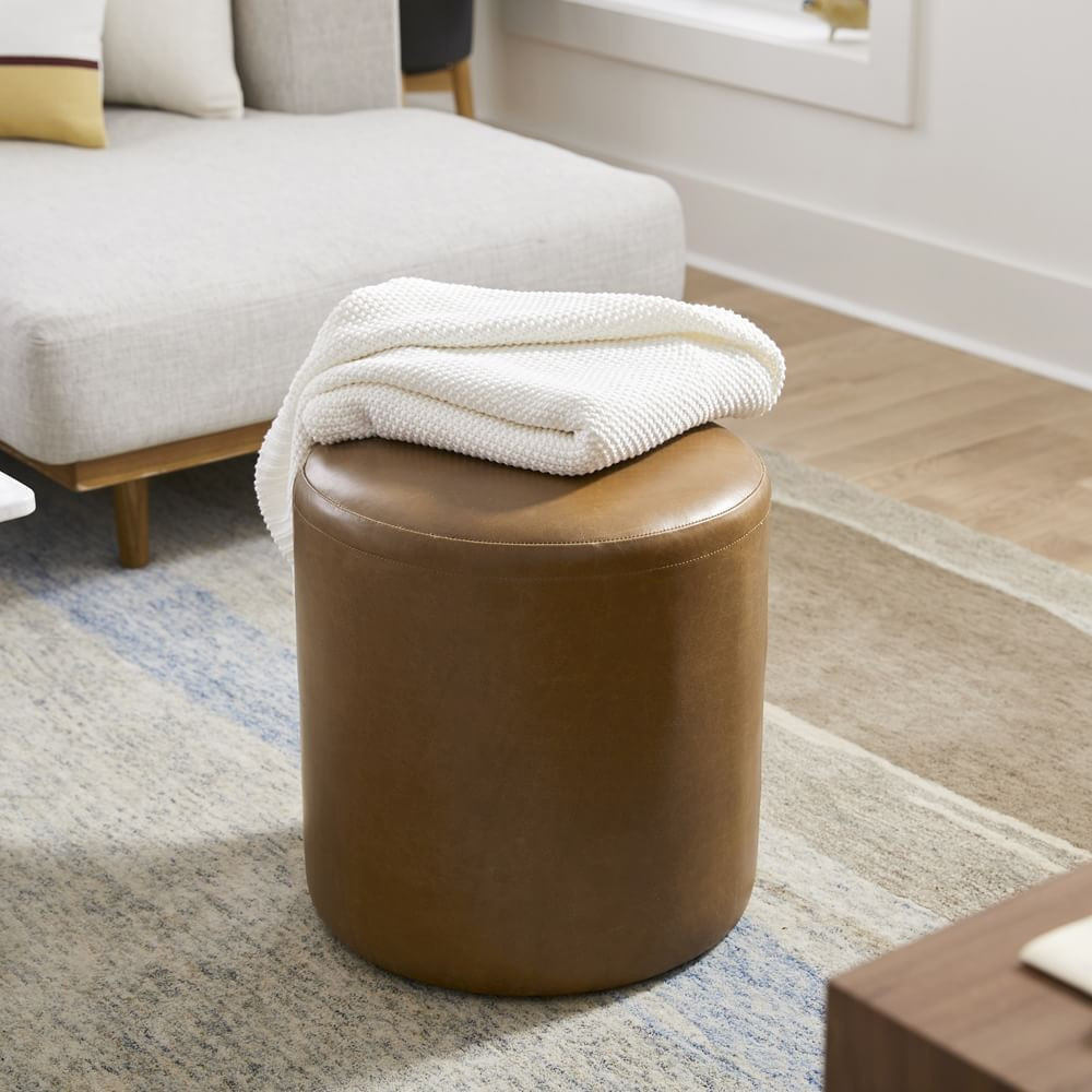 Isla Leather Ottoman | West Elm (US)