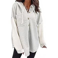 SHEWIN Oversized Sweatshirts for Women Loose Fit Casual Long Sleeve Button Hooded Sweatshirt Hood... | Amazon (US)