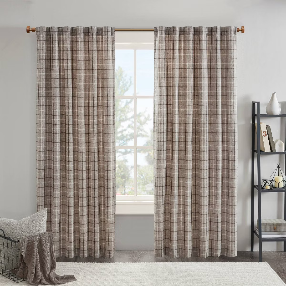 50"x95" Madison Park Light Filtering Preston Plaid Rod Pocket & Back Tab Curtain Panel with Fleec... | Target