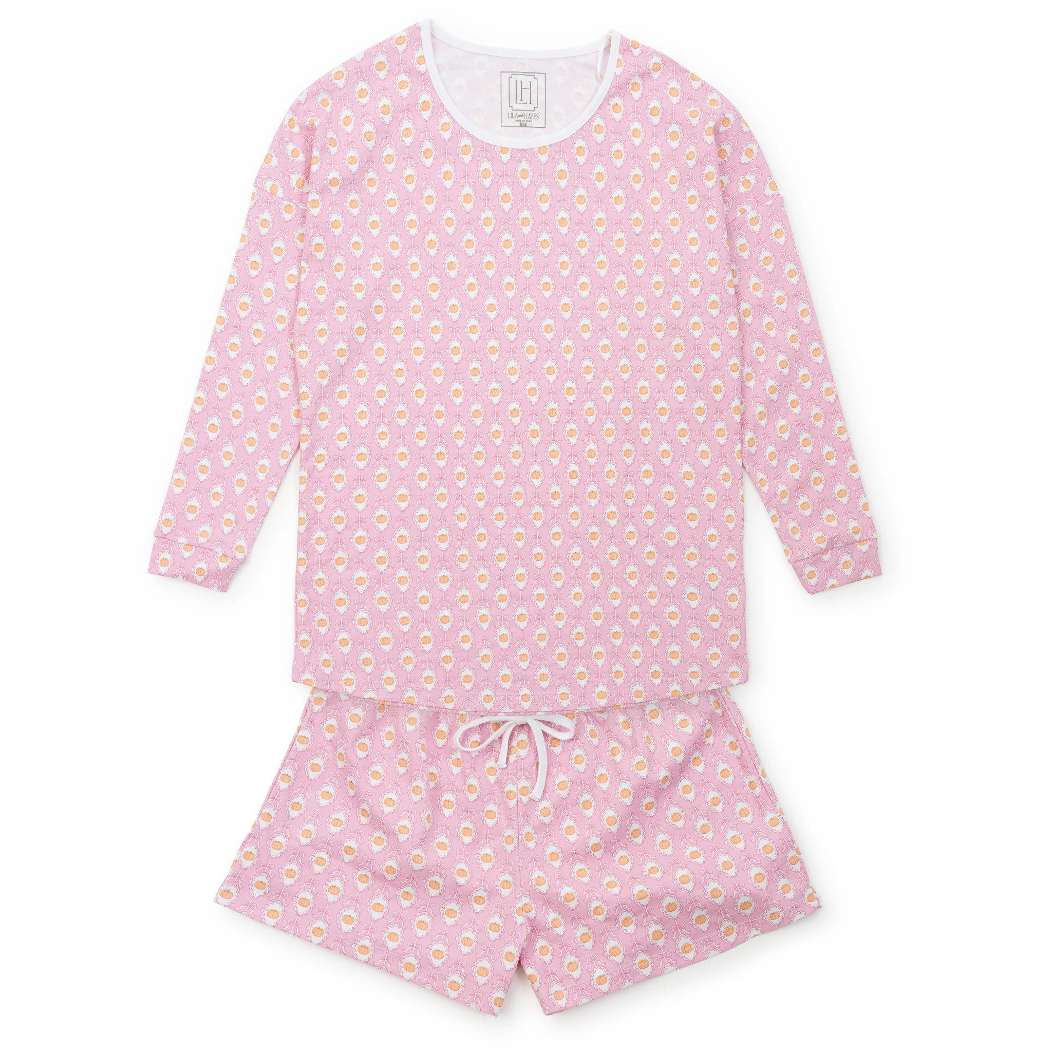 Anna Women's Longsleeve Top Short Set - Pretty Pumpkins | Lila and Hayes