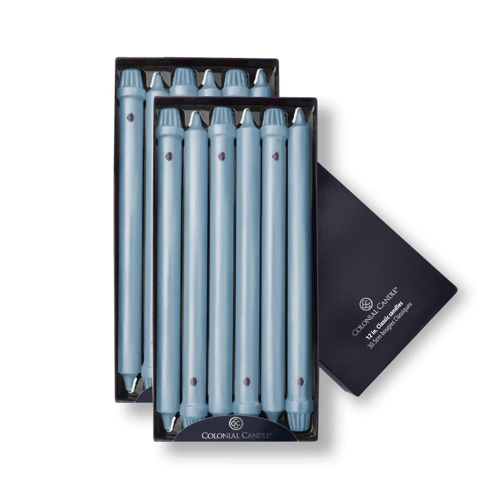 Colonial Candle Unscented Taper Candle, Classic Collection, Coastal Blue, 12 in, Pack of 12 - Up to  | Amazon (US)