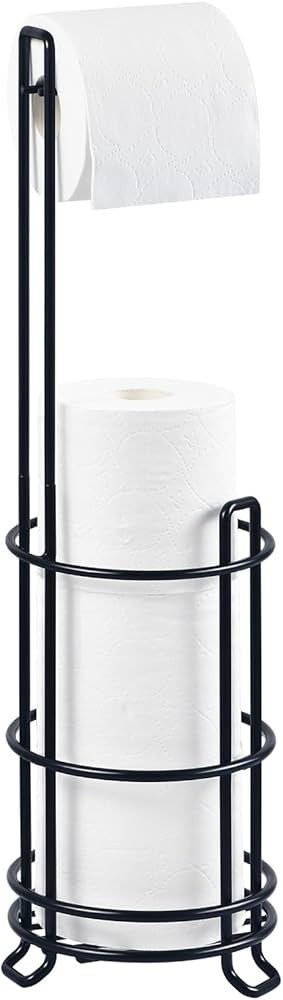 HappyHapi Toilet Paper Holder Stand and Dispenser, Black Metal Wire Toilet Tissue Paper Holder St... | Amazon (US)