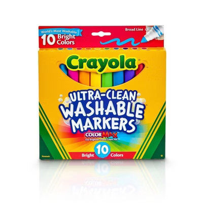 Crayola 10ct Washable Broad Line Markers, Bright Colors, Elementary School Supplies, Classroom Essentials for Teachers, Ages 3+ | Target