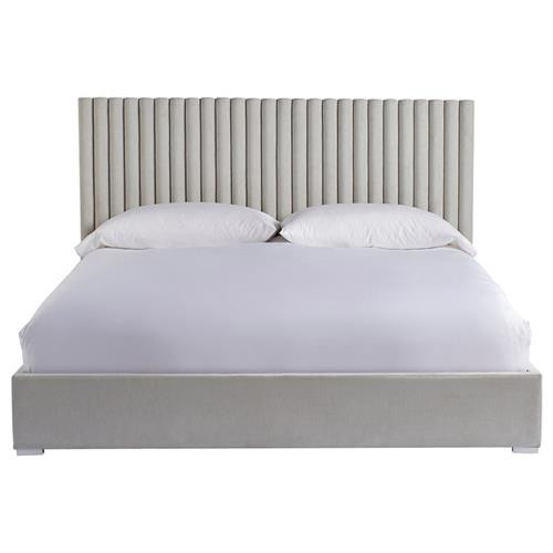 Veena Modern Grey Performance Upholstered White Wood Wall Tufted Bed - Queen | Kathy Kuo Home