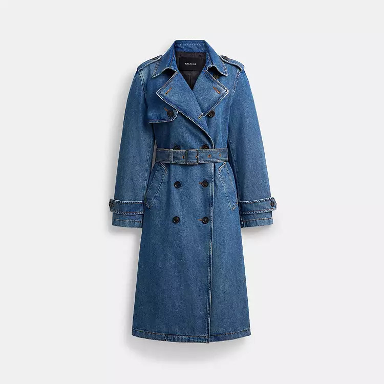 Denim Long Trench Coat | Coach Outlet US