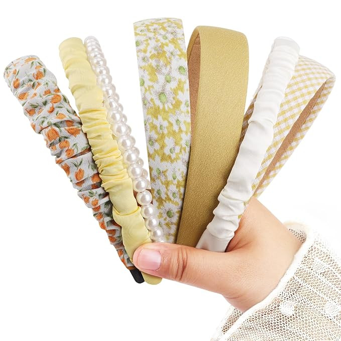 7 Pack Headbands for Women Girls Cute Headbands Non Slip Floral Padded Pearl Hairbands Fashion Ha... | Amazon (US)