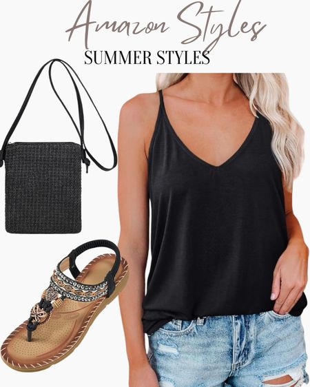 Amazon summer trend, summer outfit, amazon find, amazon deals, casual shorts look, denim shorts, summer tank look, cutoff shorts, summer looks, women’s sandals

#LTKsalealert #LTKSeasonal #LTKstyletip