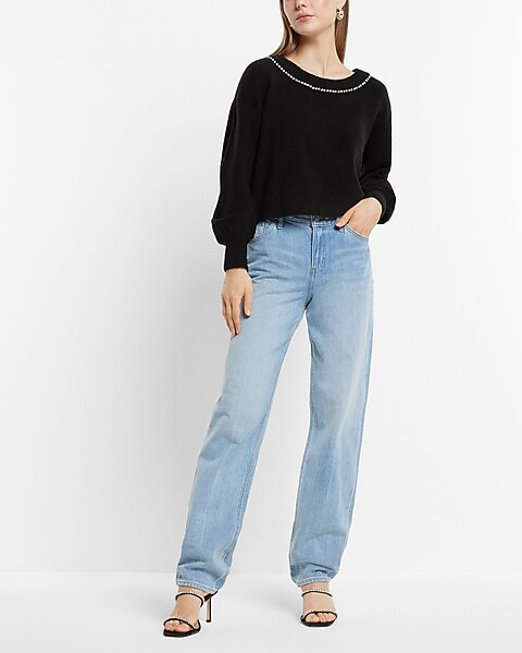 Bow Embellished Convertible Sweater | Express