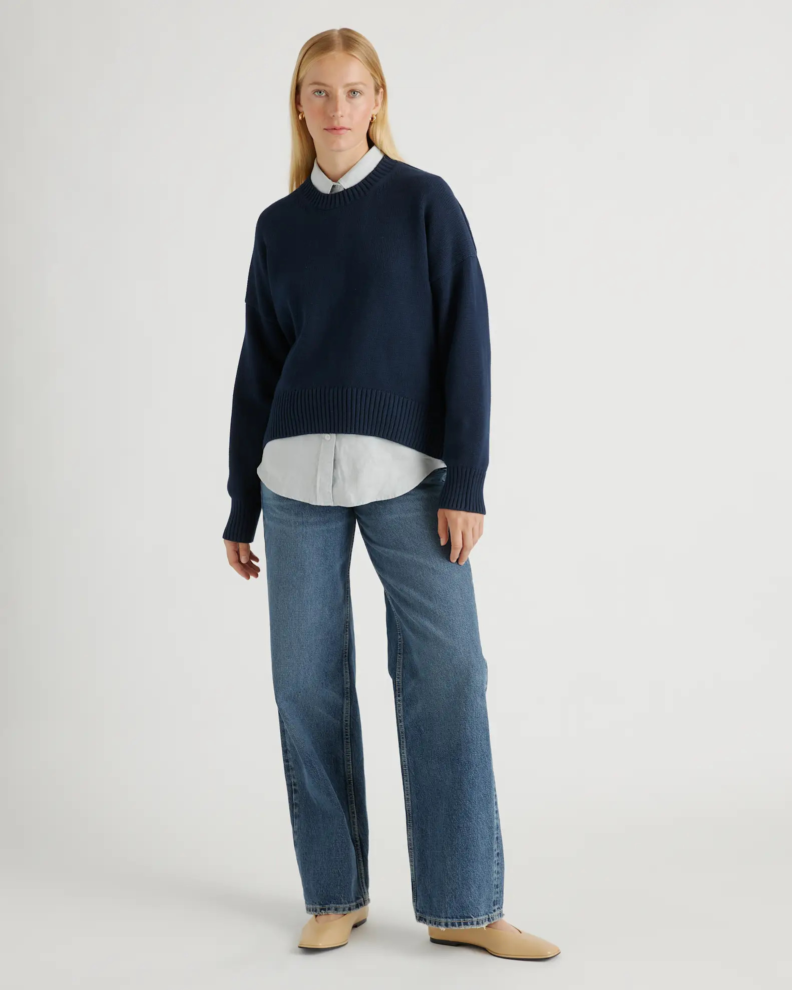 100% Organic Cotton Boyfriend Crew Sweater | Quince