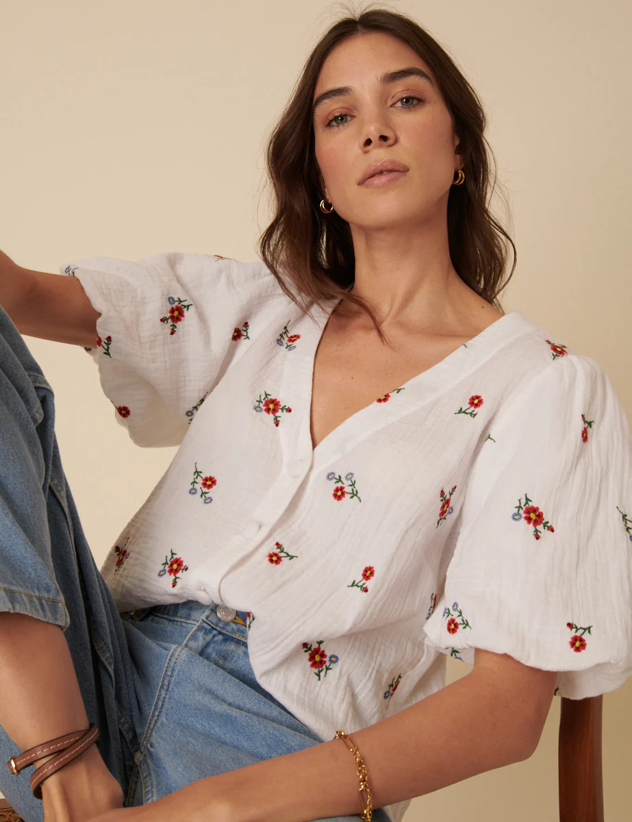 Cream Floral Embroidered Top | Nobody's Child