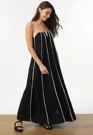 Vestido FARM Longo Bicolor Preto | Dafiti (BR)