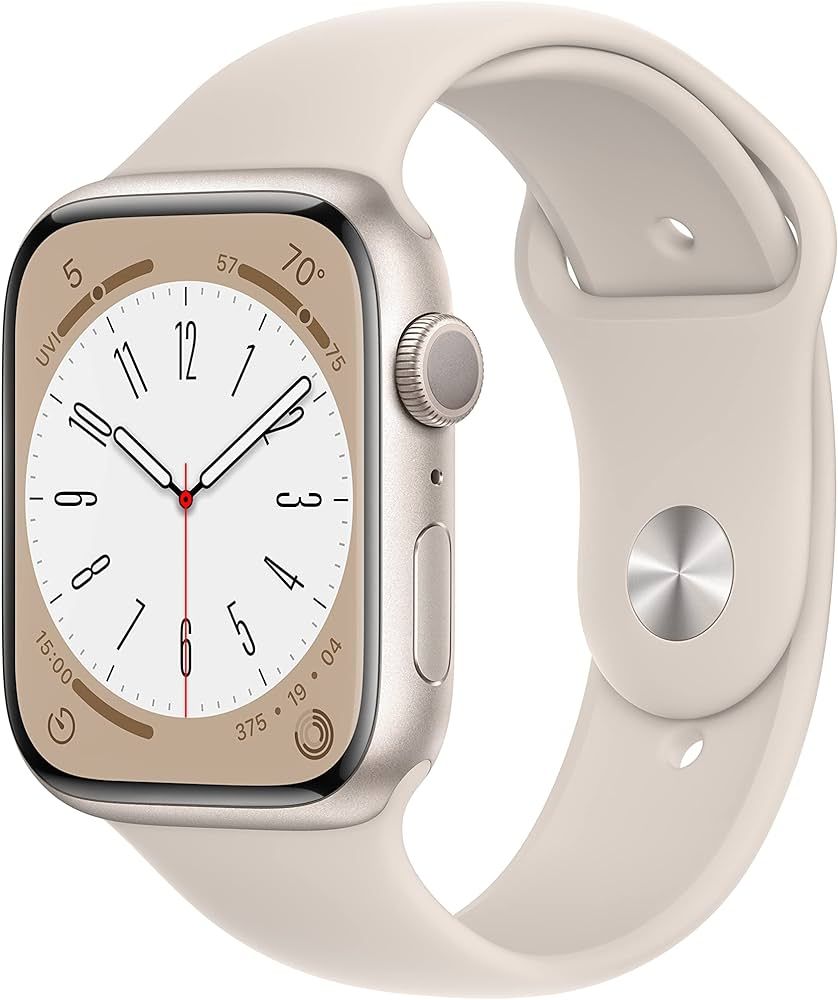 Apple Watch Series 8 [GPS 45mm] Smart Watch w/Starlight Aluminum Case with Starlight Sport Band -... | Amazon (US)