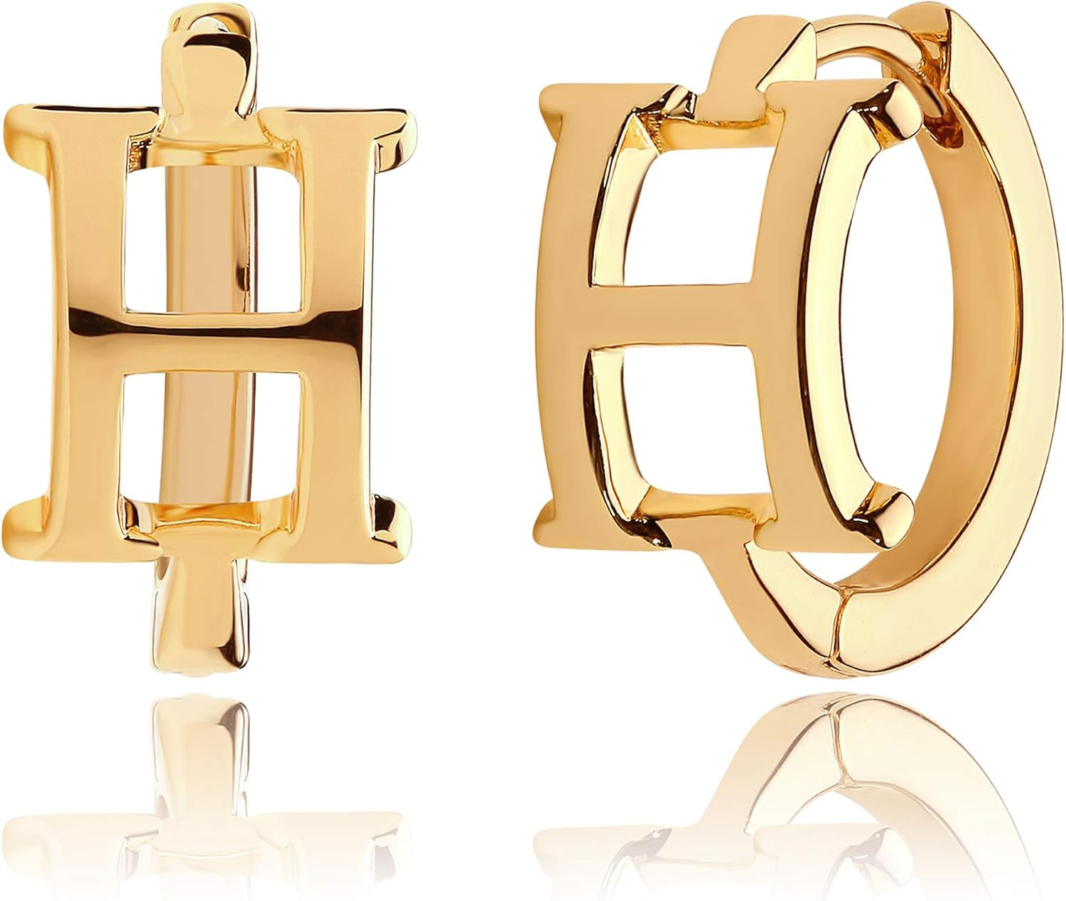 Mevecco Initial Huggie Hoop Earrings 18K Gold Plated Letter Dainty Simple Alphabet Initials A-Z 2... | Amazon (US)