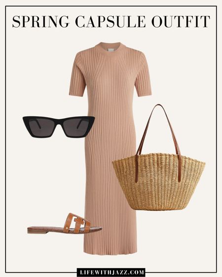 Spring casual outfit styling a sweater dress 🤍

Casual / dress / ribbed sweater dress / sunglasses / straw tote / casual sandal / summer / comfy 

#LTKstyletip #LTKSeasonal