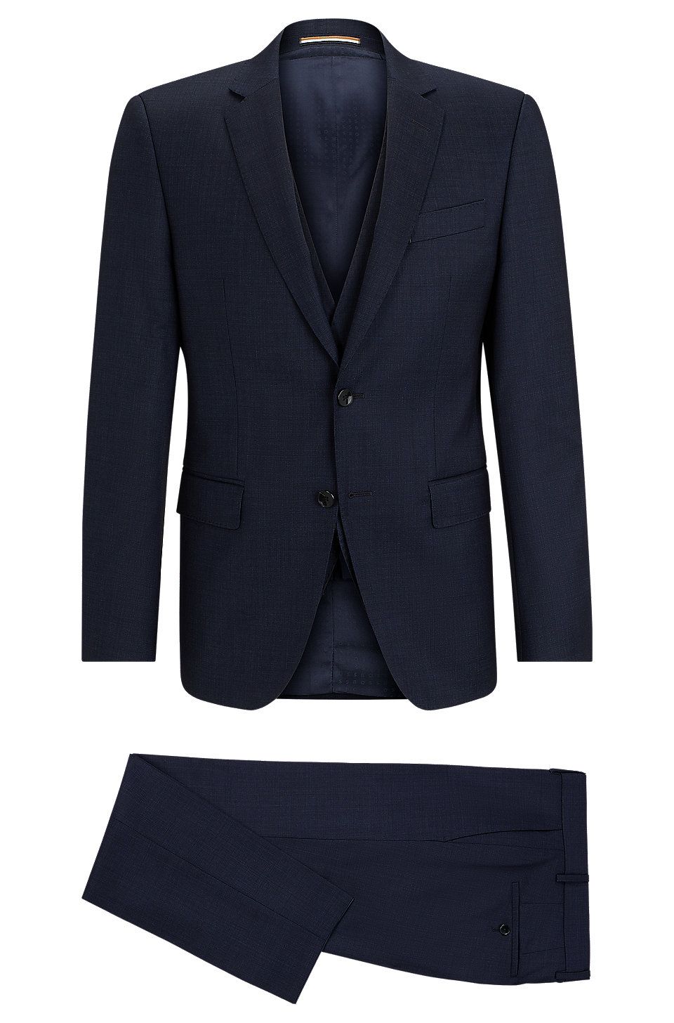 Three-piece slim-fit suit in patterned stretch wool | Hugo Boss (US)