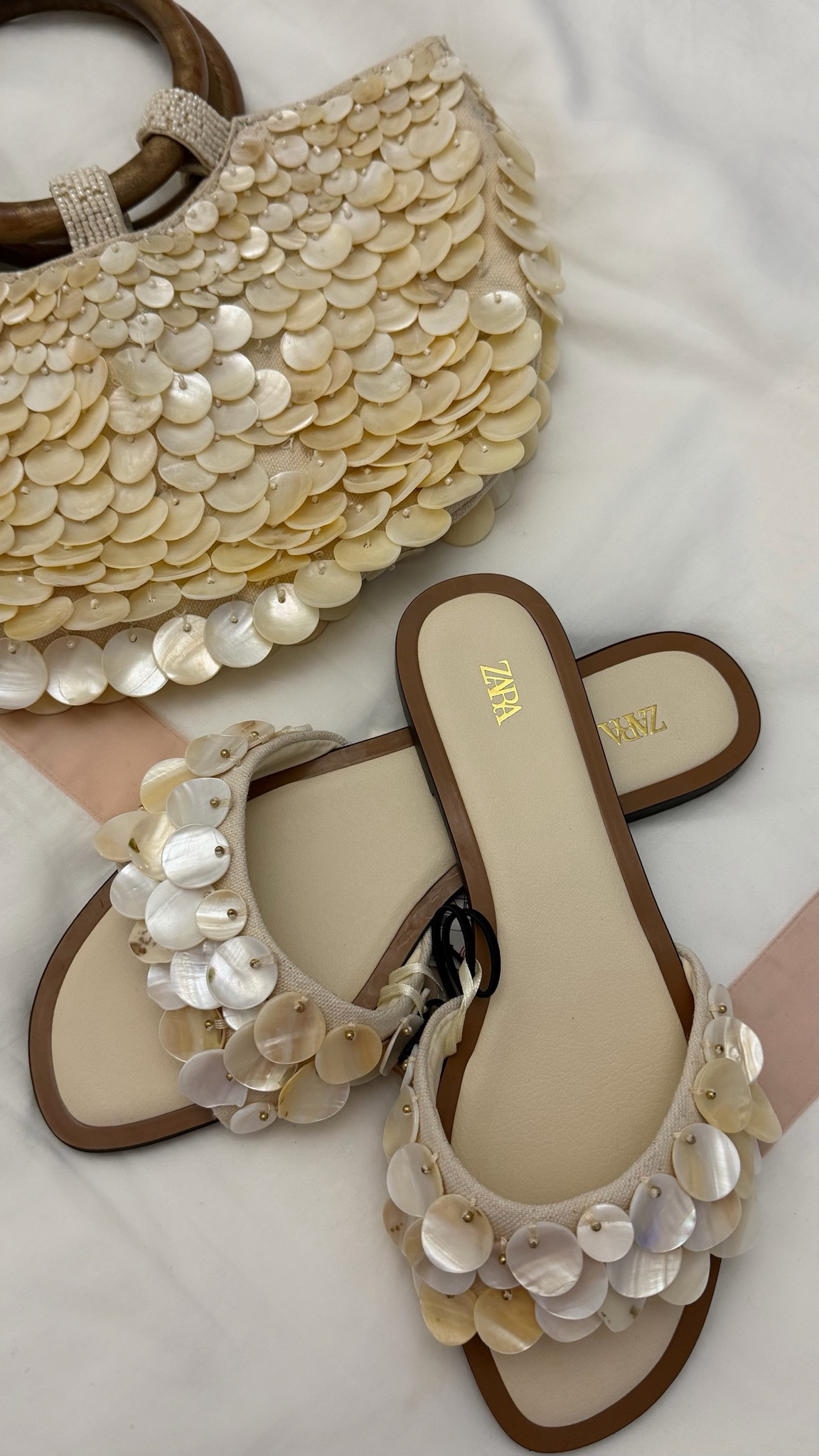 Zara Faux mother of pearl sandals on sale 40% OFF! Matches the Zara faux mother of pearl handbag. Summer sandals 

#LTKSeasonal #LTKFindsUnder50 #LTKSaleAlert