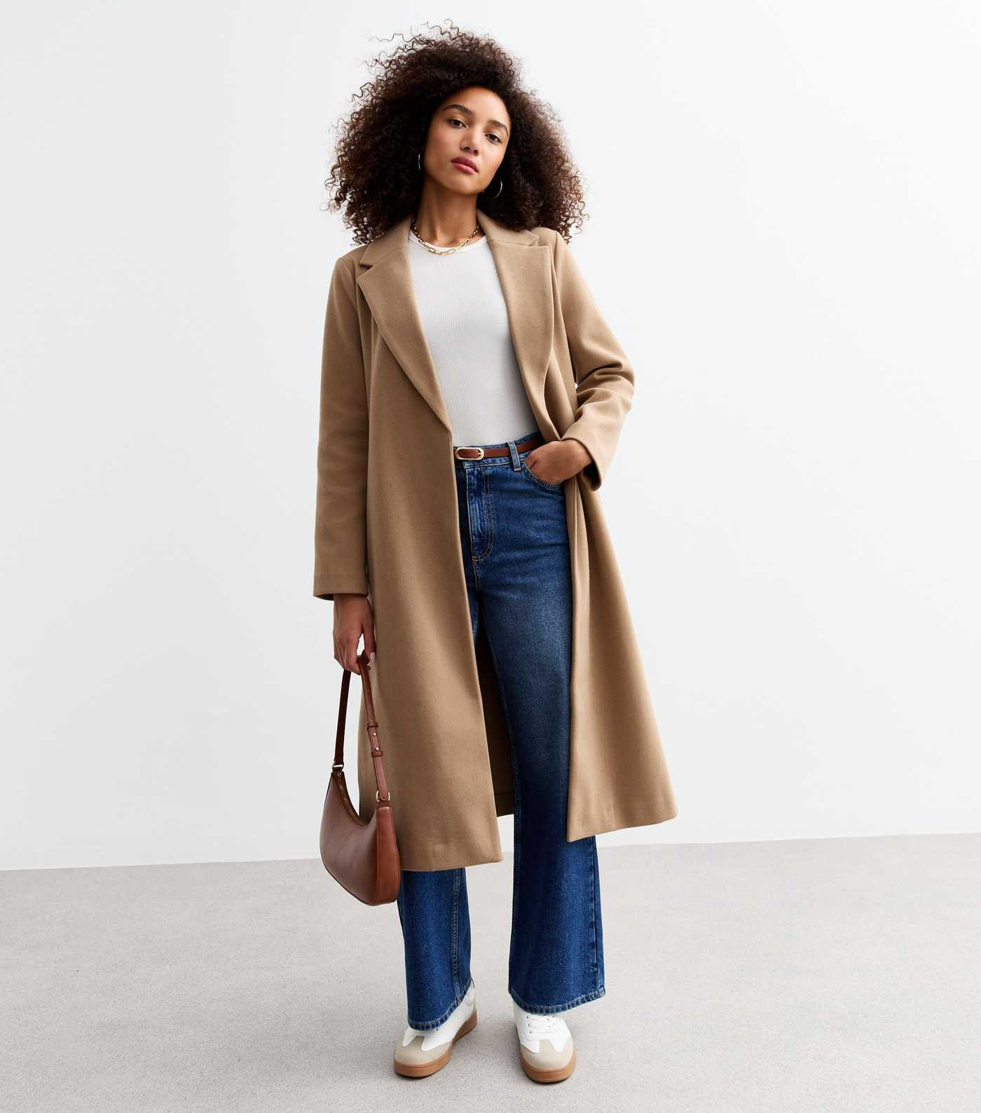 Camel Tailored Unlined Longline Belted Coat  | New Look | New Look (UK)