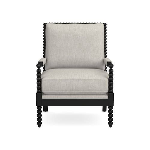 Spindle Chair, Standard Cushion, Perennials Performance Melange Weave, Oyster, Black Leg | Williams-Sonoma