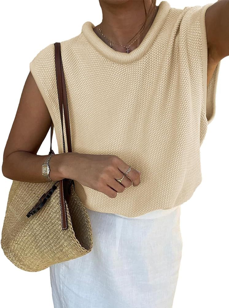 Zwurew Women Tank Tops Summer Sleeveless Casual Solid Cap Sleeve 2024 Spring Knit Shirts | Amazon (US)